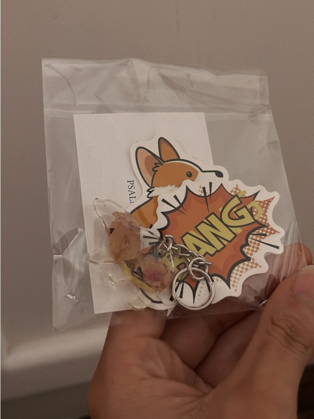 Corgi 'BANG' Sticker Keychain Pack - Orange, Yellow, Cream